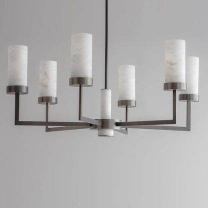 Contemporary  Alabaster 6-arm Compass Chandelier