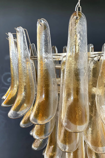 Amber Art Glass Petal Cascade Chandelier - view 12 | morylighting