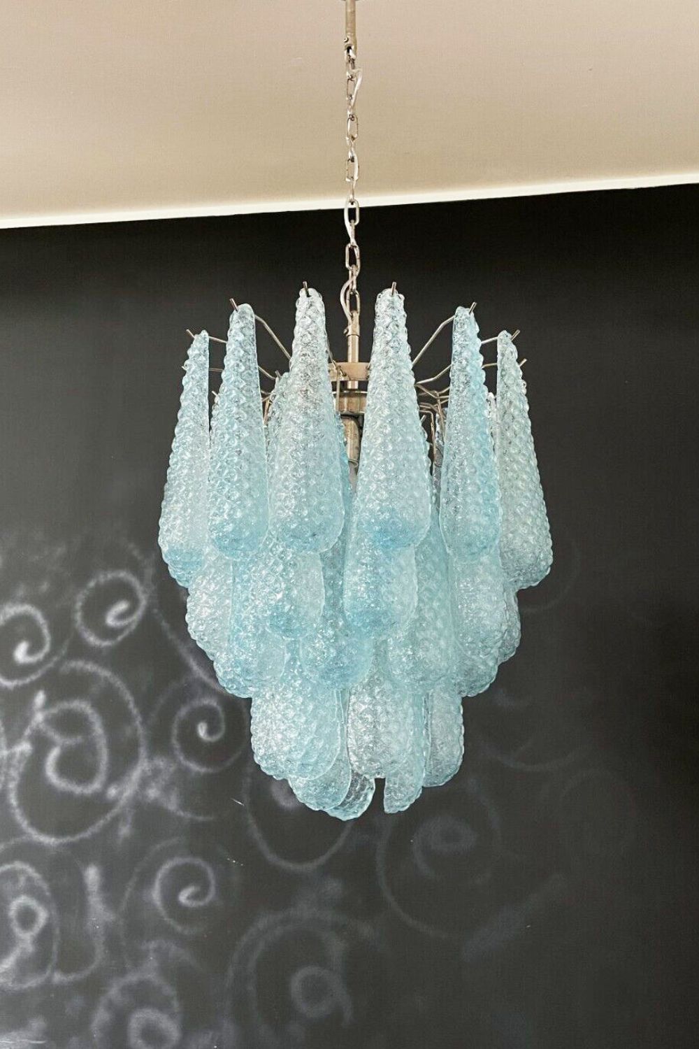 Vintage Italian Blue Art Teardrop Chandelier - view 7 | morylighting