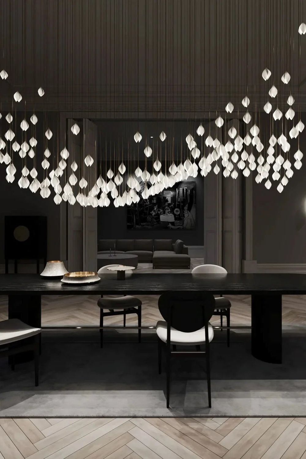 Gold Stem Ceramic Flower Chandelier - view 14 | morylighting