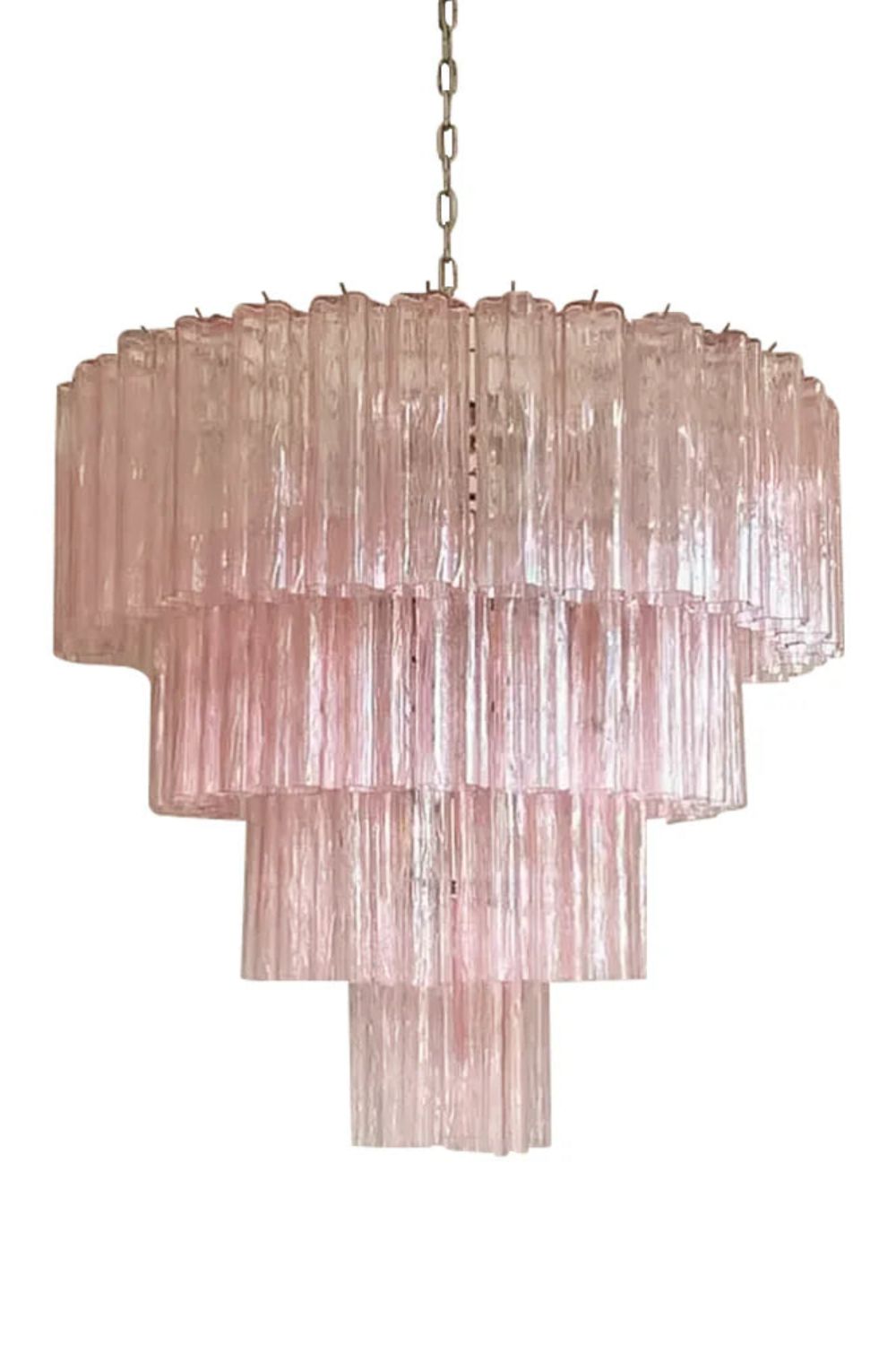 Large Pink Art Glass Tiered Chandelier - view 12 | morylighting