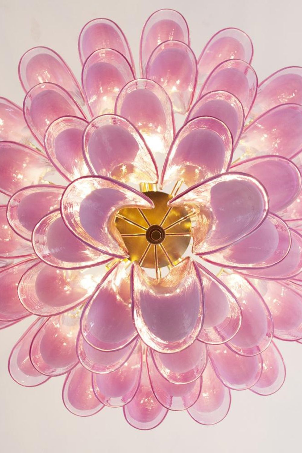 Fuchsia and White Art Glass Petal Tiered Chandelier - view 10 | morylighting