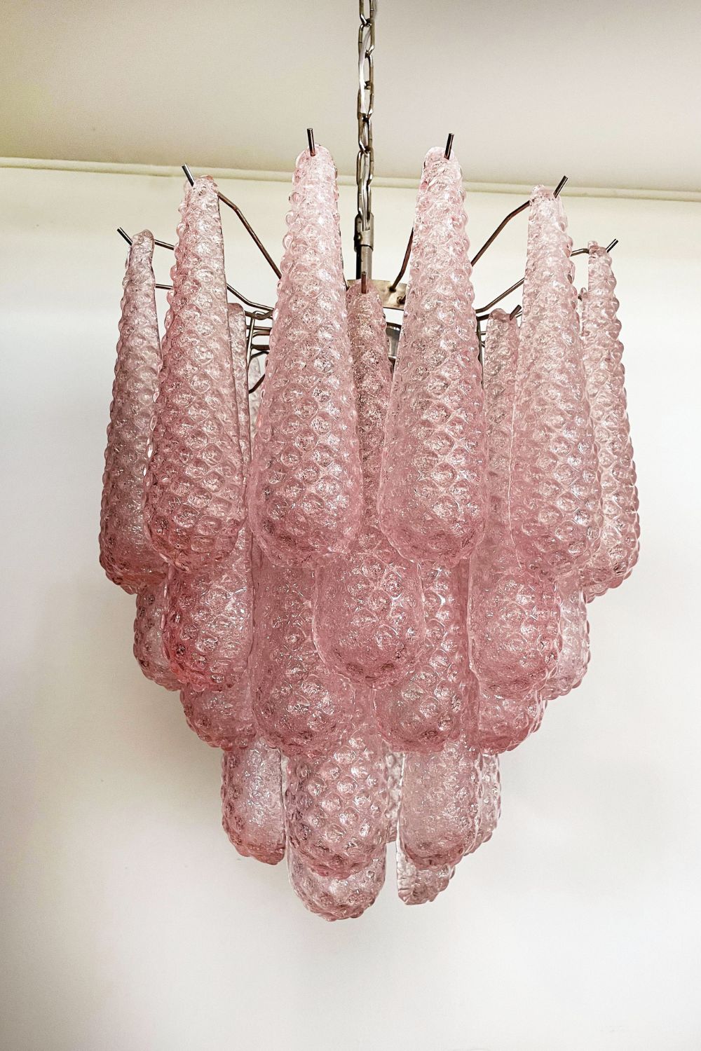 Pink Art Glass Teardrop Chandelier - view 5 | morylighting