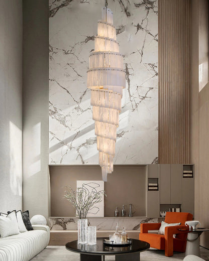 Stairwell Luxury Modern LED High Ceiling Large Alabaster Chandelier