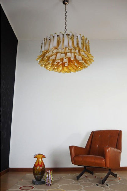 Amber Art Glass Petal Chandelier - view 10 | morylighting