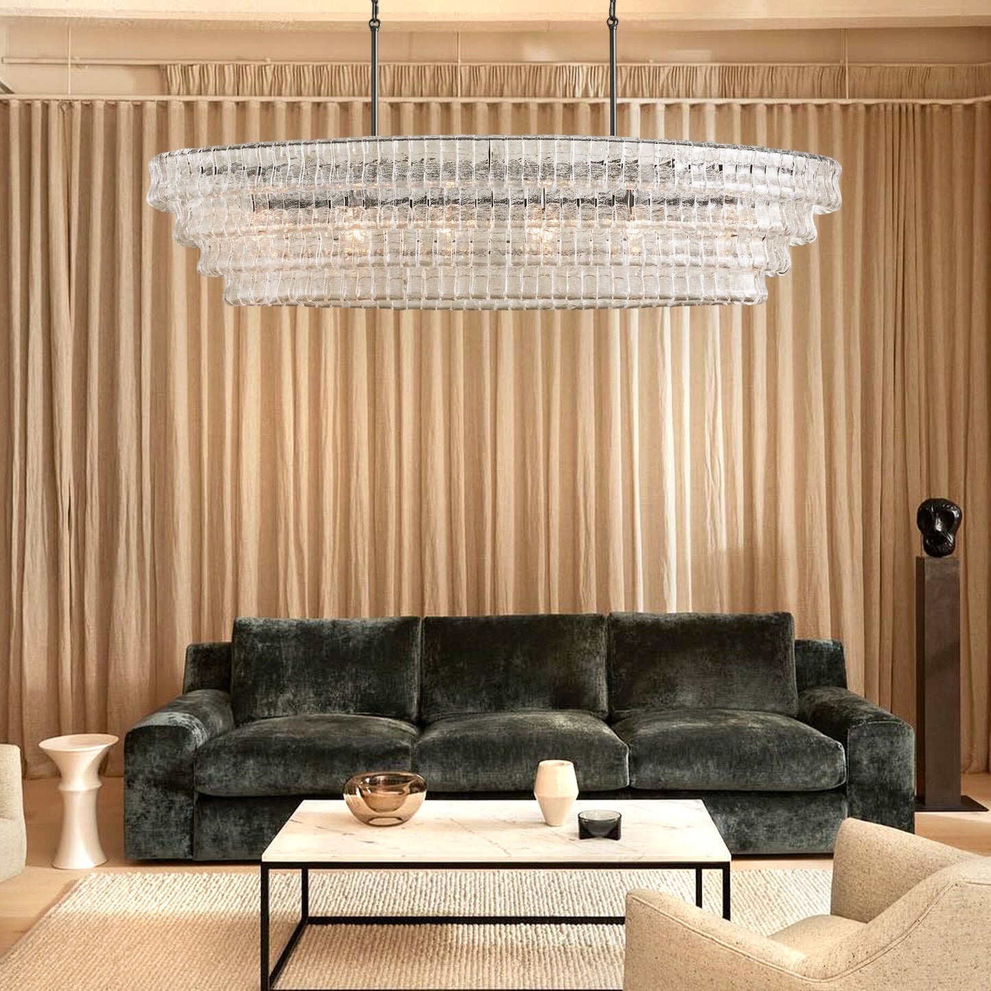 Glacien Oval Chandelier 54"W/65"W