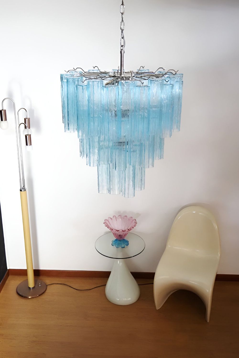 Three-tier Art Venetian blue glass chandelier - view 3 | morylighting