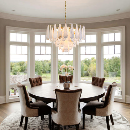 Alabaster Feathery Chandelier 21.7"D 31.5"D