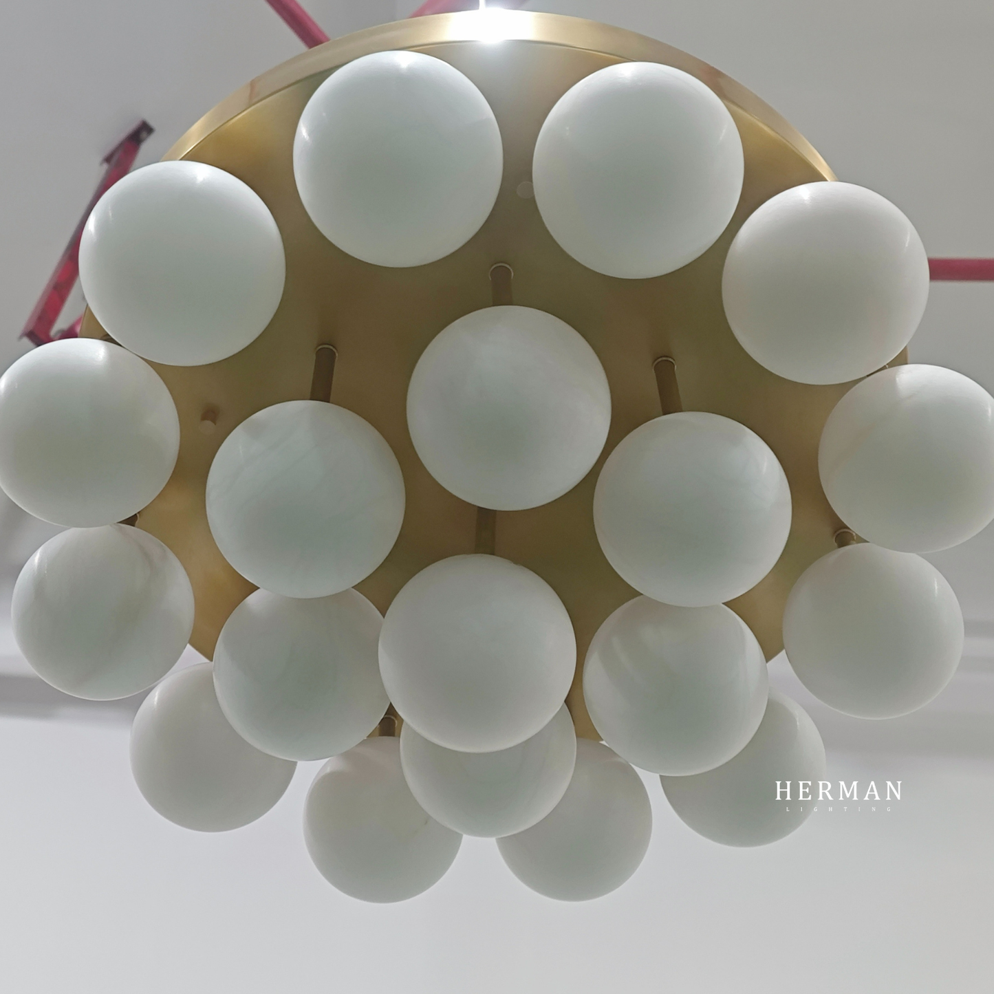Alabaster Semi Flush Mount with Etched Opal Marble Shades