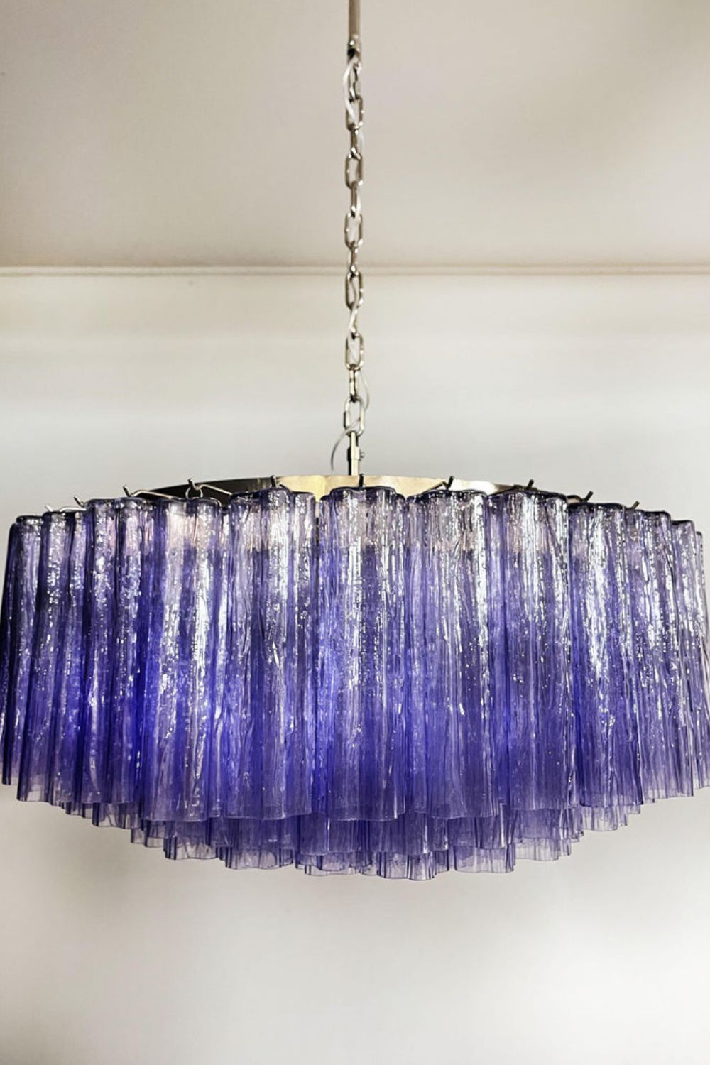 Italian Modernist Purple Art Glass Tube Chandelier - view 5 | morylighting