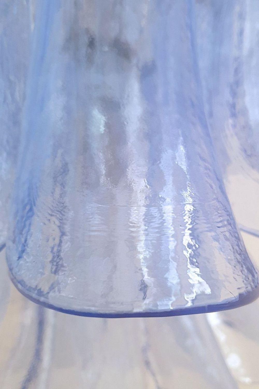 Vintage 1980s Blue Art Glass Petal Chandelier - view 9 | morylighting