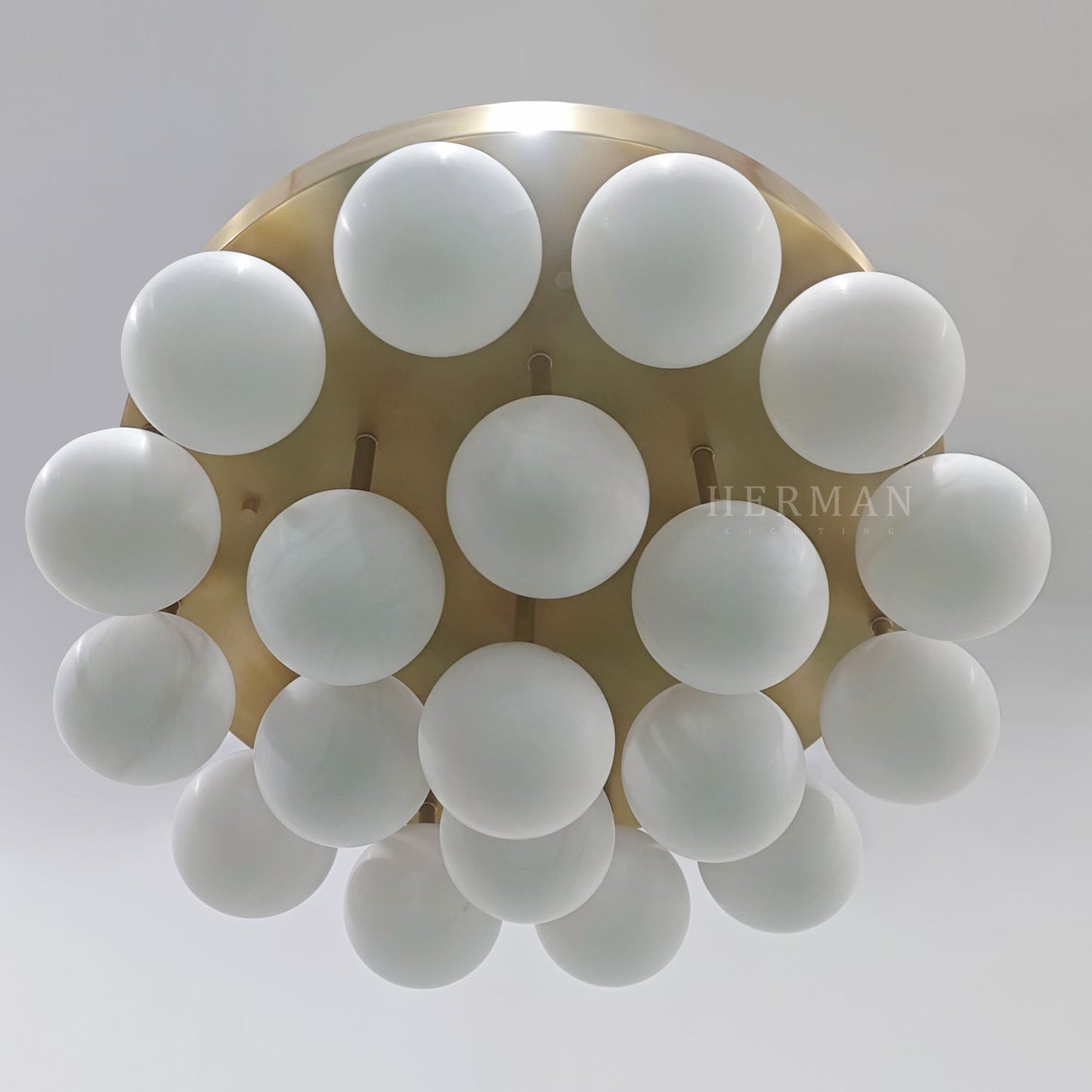 Alabaster Semi Flush Mount with Etched Opal Marble Shades