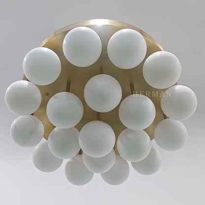 Alabaster Semi Flush Mount with Etched Opal Marble Shades