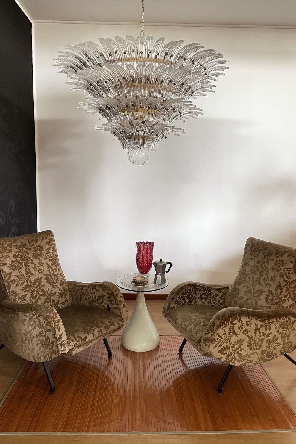 Art Palm Leaf 4-Tier Clear Glass Chandelier - view 2 | morylighting