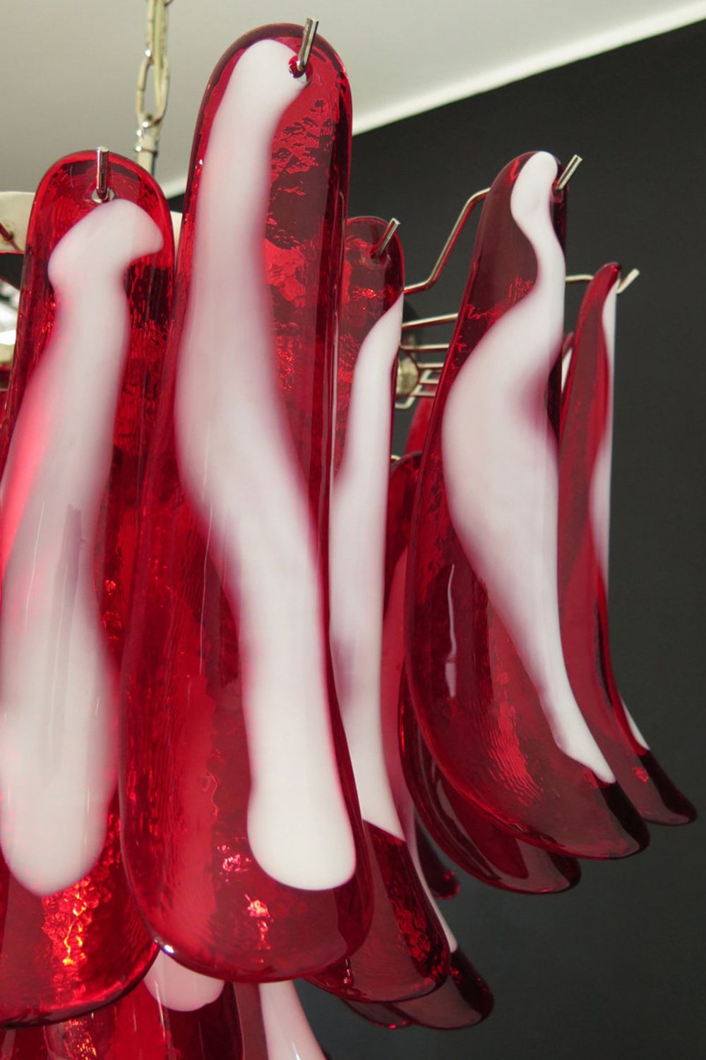 Red Art Glass Petal Chandelier - view 14 | morylighting