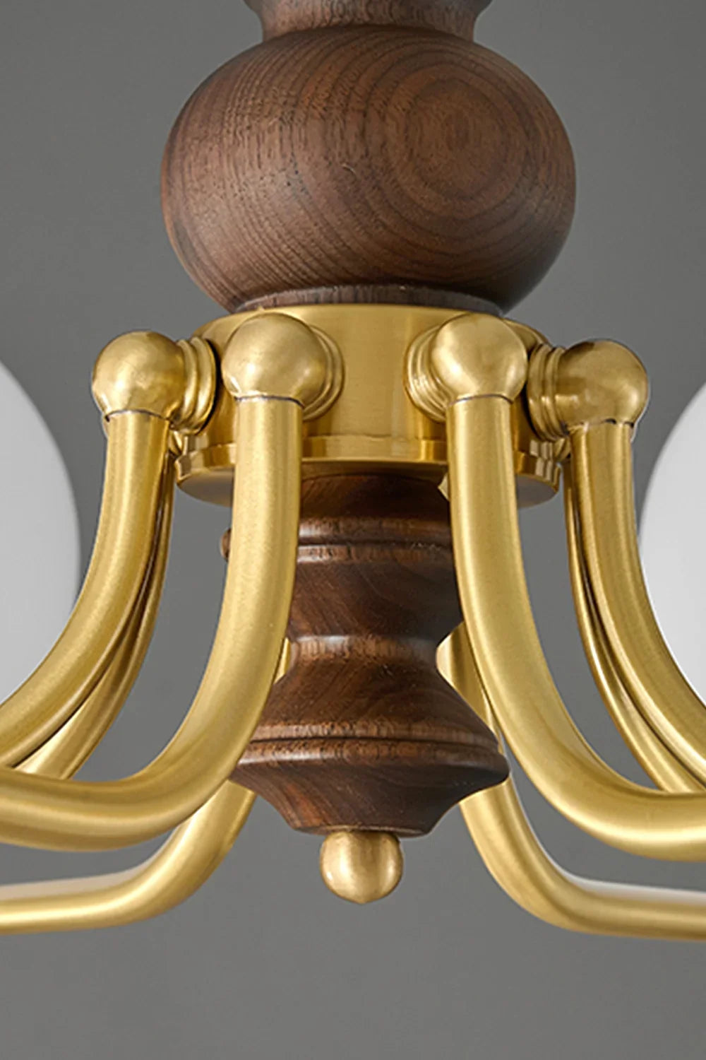 Vintage Globe Walnut Wood Chandelier - view 11 | morylighting