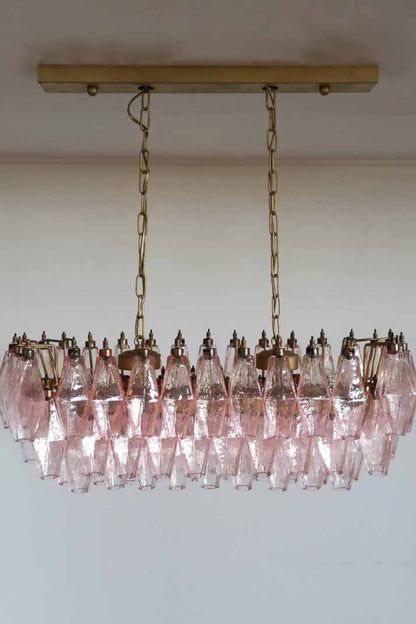 Art Poliedri Pink Glass Chandelier - view 3 | morylighting