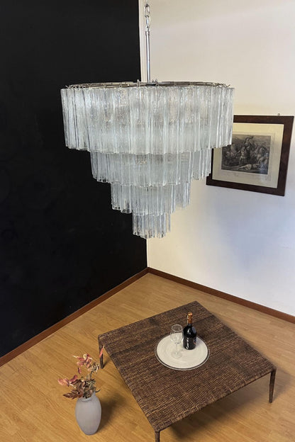 Art clear glass tiered chandelier - view 3 | morylighting