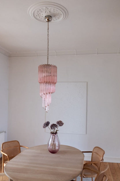 Pink Art Glass Prism Spiral Chandelier - view 5 | morylighting