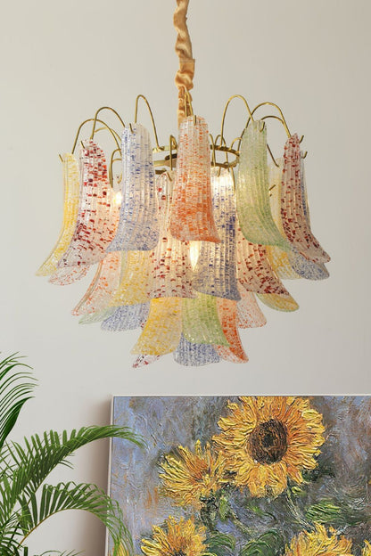 Mazzega Art Petal Stained Glass Chandelier - view 8 | morylighting
