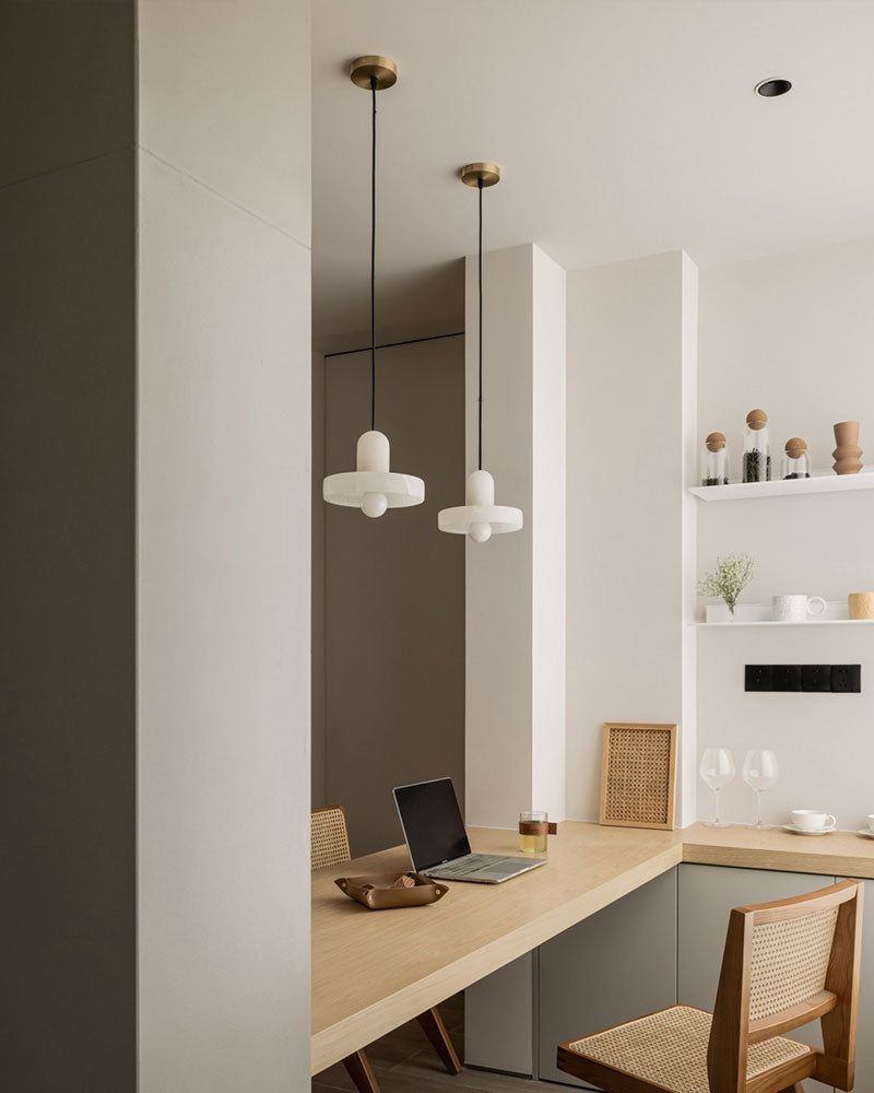 White Alabaster Kitchen Island Pendant Lamp