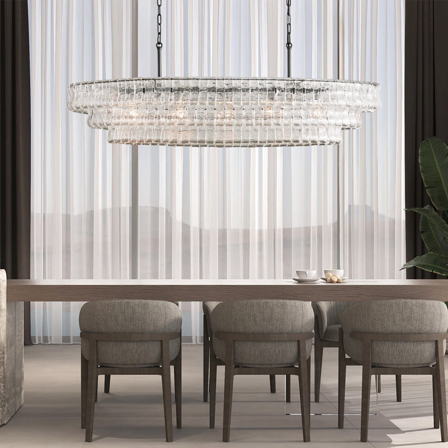 Glacien Oval Chandelier 54"W/65"W