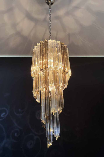 Vintage Smoked Art Glass Prism Spiral Chandelier - view 5 | morylighting
