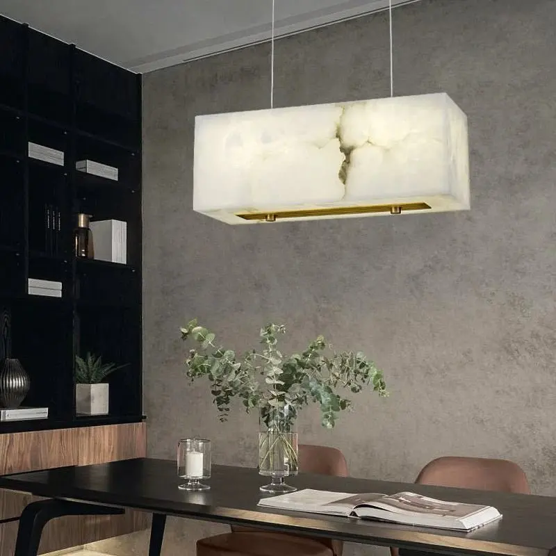 Alabaster Cuboid Dining Room Chandelier 17" L