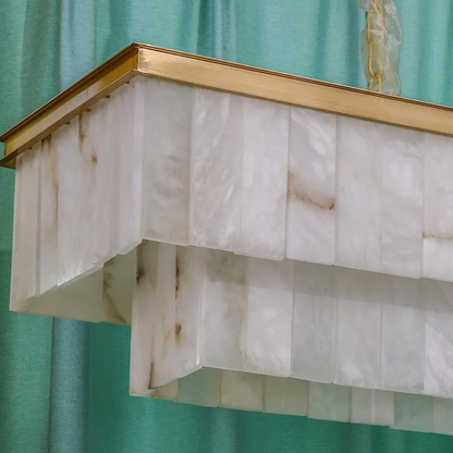 Alabaster Brass Rectangular Chandelier 41.33"L
