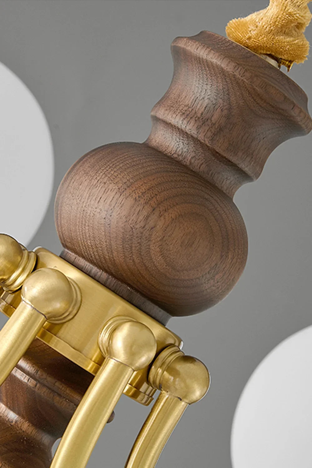 Vintage Globe Walnut Wood Chandelier - view 13 | morylighting
