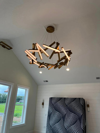 Modern Round/Linear Geometric Aluminum LED Chandelier for Dining Room/Bedroom