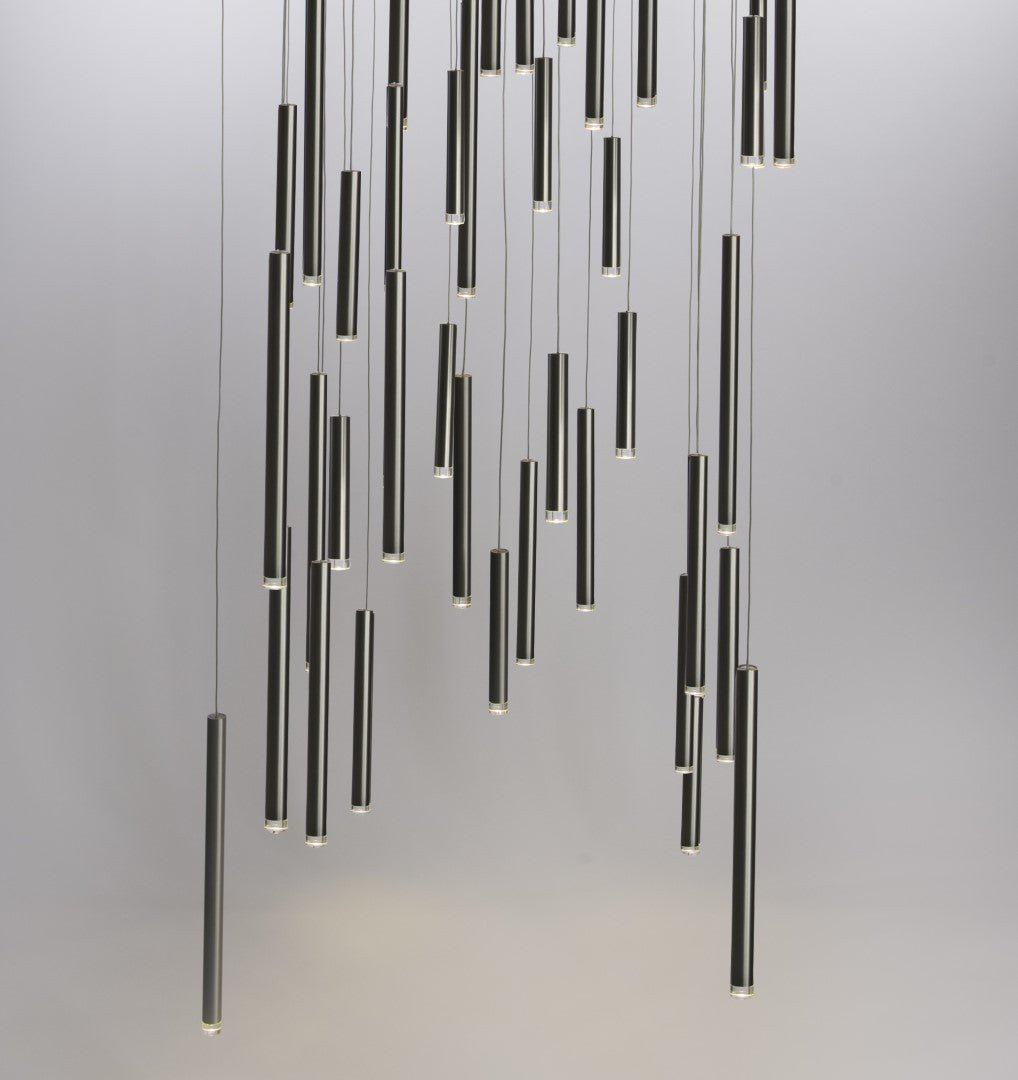 Bellini Square Tri-Tone Tubular Pendant Light Chandelier - morylighting