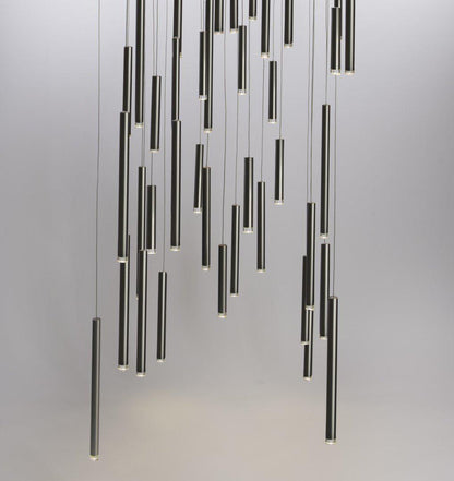 Bellini Square Tri-Tone Tubular Pendant Light Chandelier - morylighting