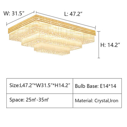 Morylighting Grand Lumina Rectangular Flush Mount Chandelier - Background Shot