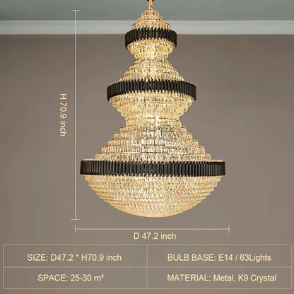 Morylighting Grand Lumina Round Iron Crystal Chandelier - Background Shot
