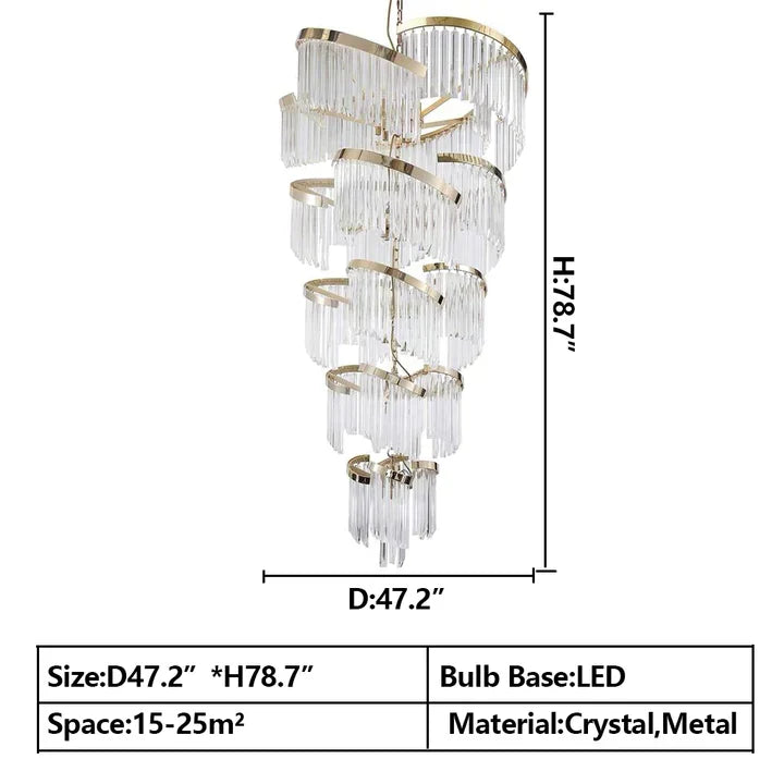 Morylighting Grand Tiered Spiral Crystal Chandelier - Background Shot
