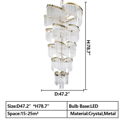 Morylighting Grand Tiered Spiral Crystal Chandelier - Background Shot