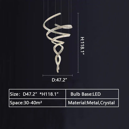 Morylighting Grand Spiral K9 Crystal Chandelier - Background Shot