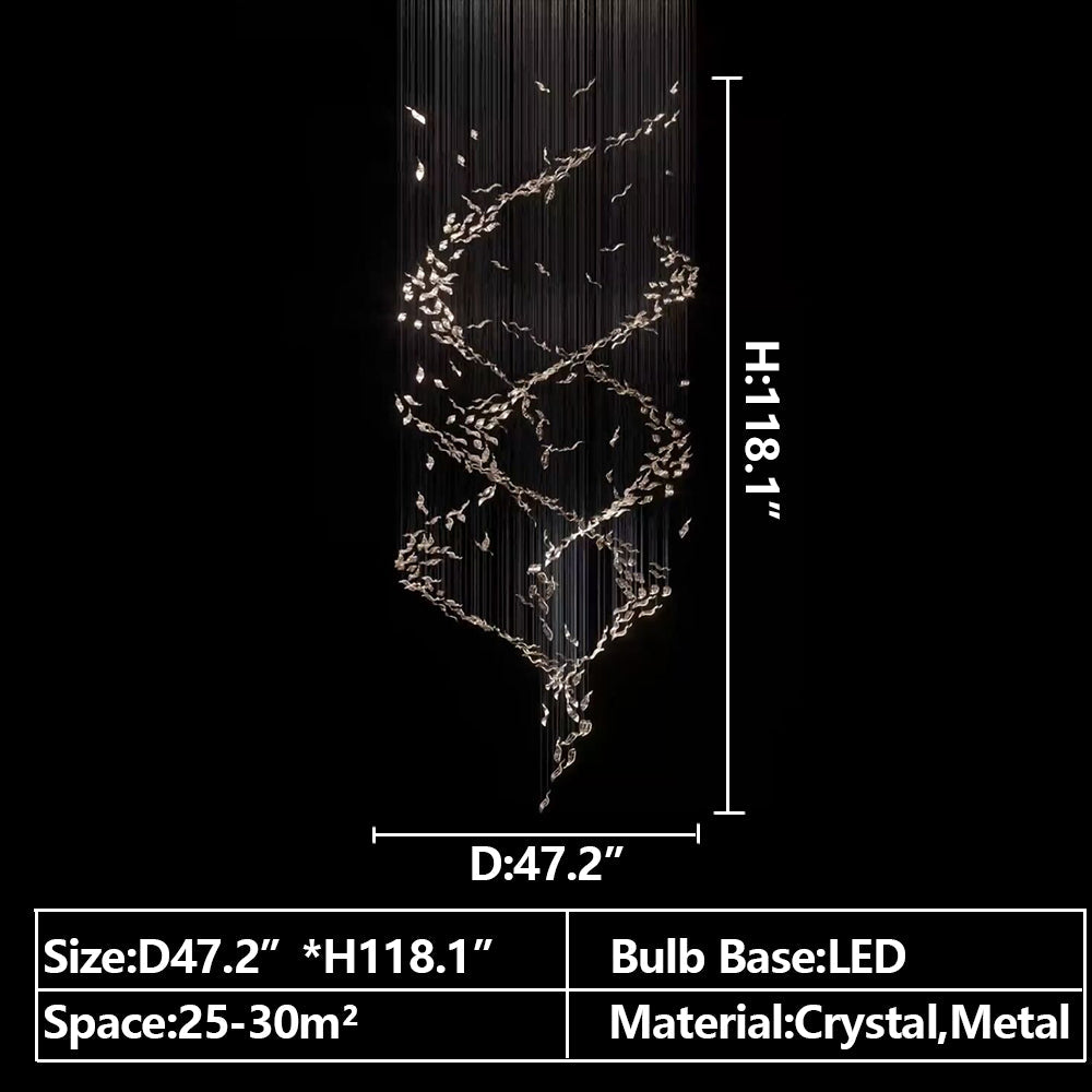 Morylighting Grand Lumina Double Spiral Crystal Chandelier - Background Shot