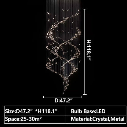 Morylighting Grand Lumina Double Spiral Crystal Chandelier - Background Shot