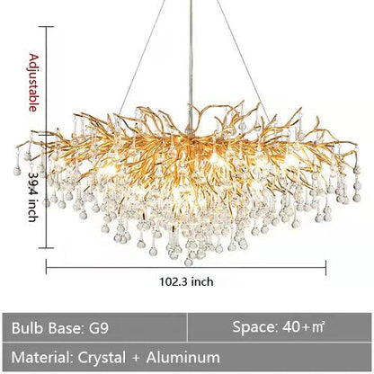 Stunning Tree Branch Crystal Chandelier with Clear Teardrop-shaped for Living/Dining Room