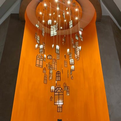 Modern Creative Round Floating Glass Windows Chandelier for Living Room/Hotel/Restaurant