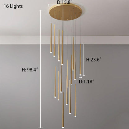 Minimalism Foyer Staircase Chandelier Ceiling Pendant Lighting Fixture For Living Room Entryway In Gold/ Black Finish