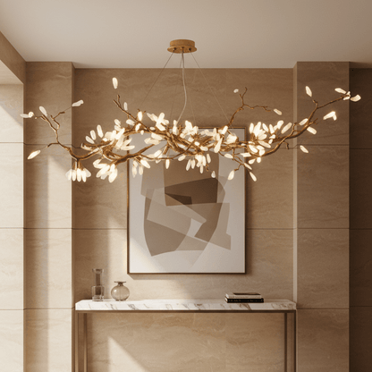 Selenite Crystal Blossom Branching Tree Chandelier