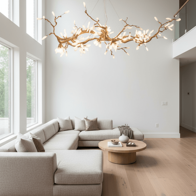 Selenite Crystal Blossom Branching Tree Chandelier