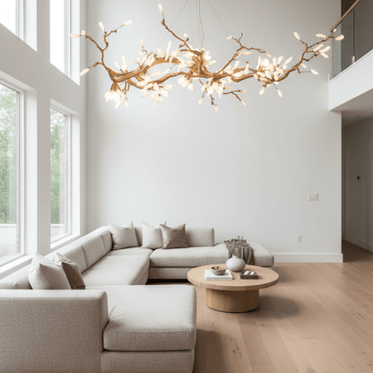 Selenite Crystal Blossom Branching Tree Chandelier