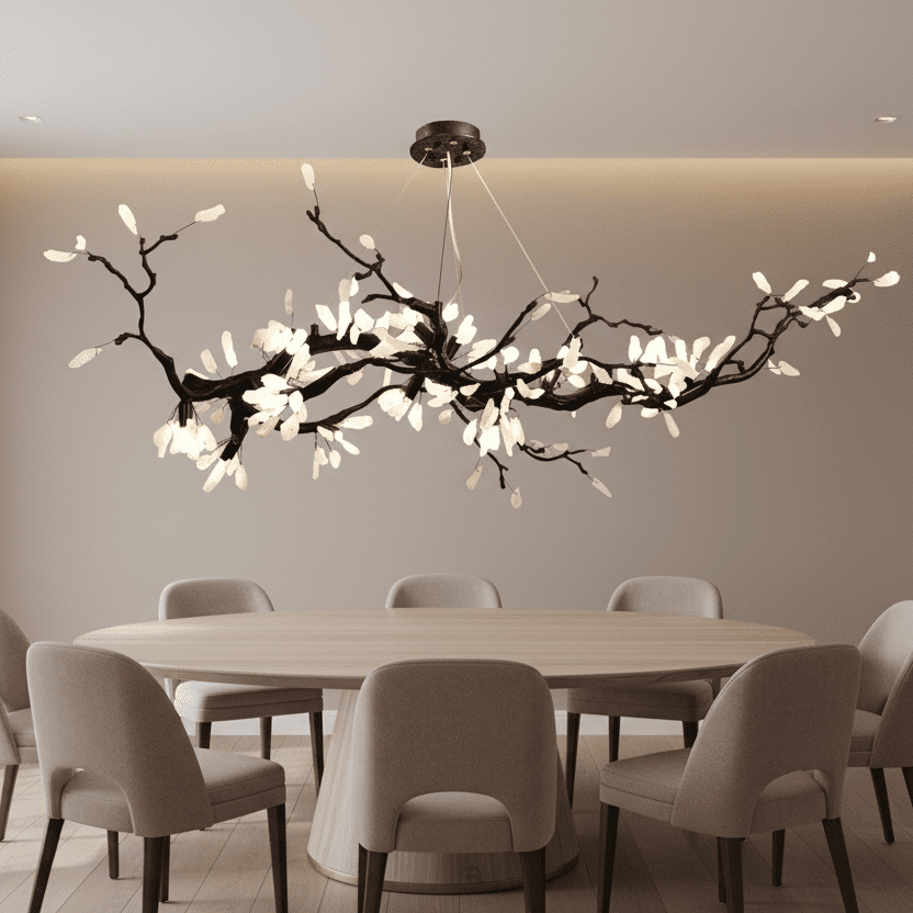 Selenite Crystal Blossom Branching Tree Chandelier