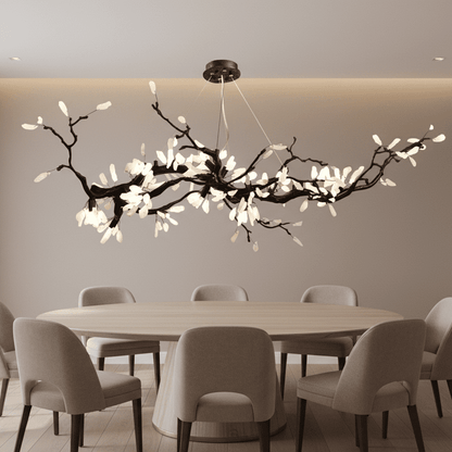 Selenite Crystal Blossom Branching Tree Chandelier