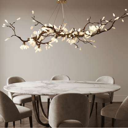 Selenite Crystal Blossom Branching Tree Chandelier