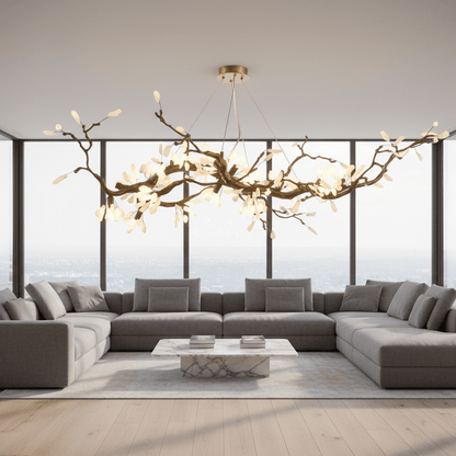 Selenite Crystal Blossom Branching Tree Chandelier